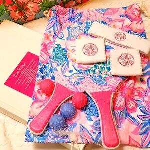 Lilly Pulitzer Paddle Ball Set NIB Terrycloth Headband and Wristband Set NIP
